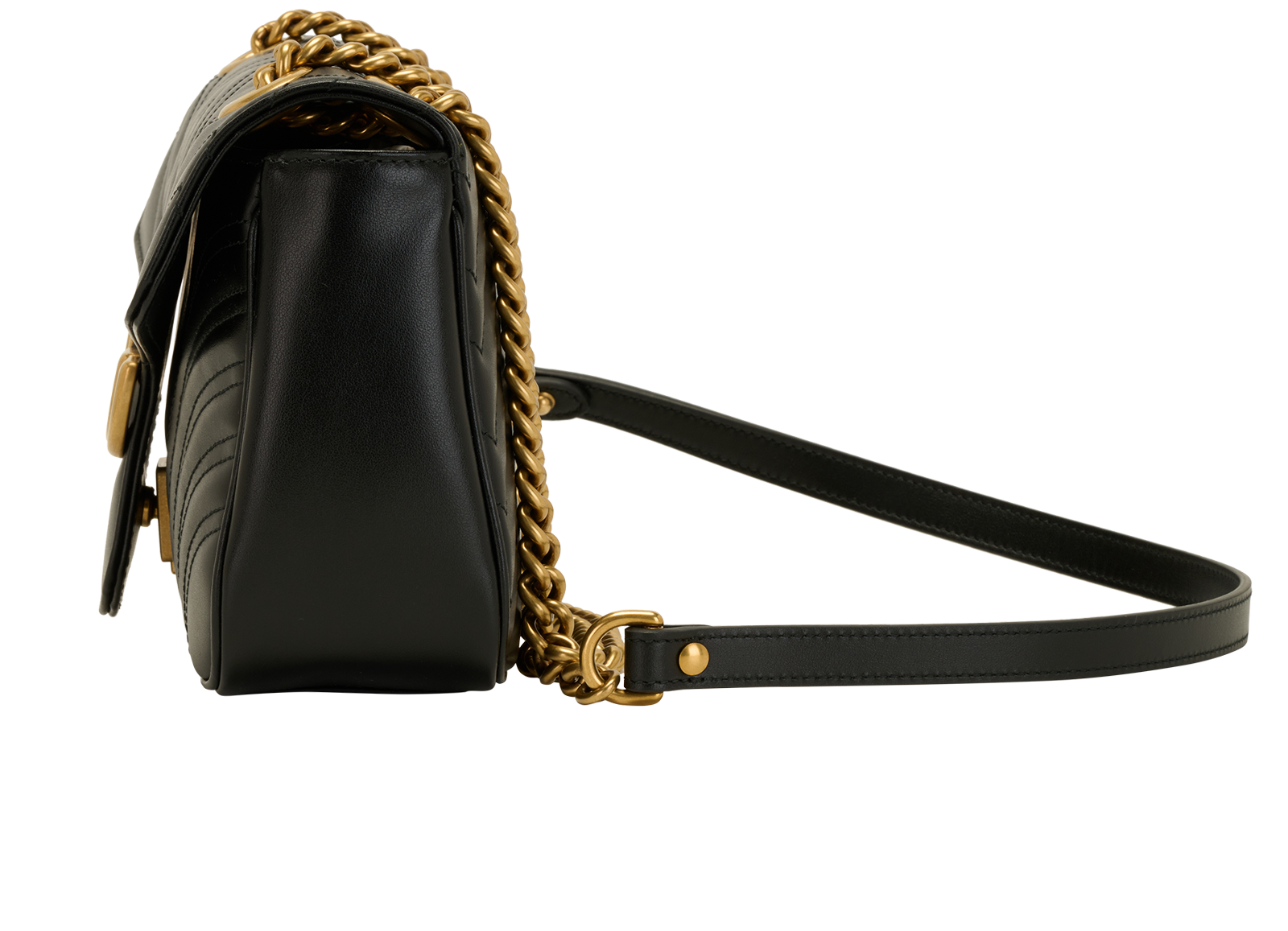 Medium GG Marmont Shoulder Bag, &pound;1,400, Handbags, Black, Leather, Bottom view